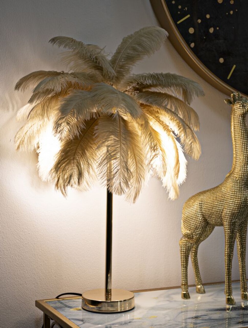 Lampa de masa, Mauro Ferretti, Palm Cammello, 2 x E14, 40W, 40x55 cm, fier/plastic, auriu/camel - imagine 7
